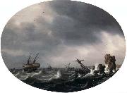 VLIEGER, Simon de Stormy Sea - Oil on wood Spain oil painting artist